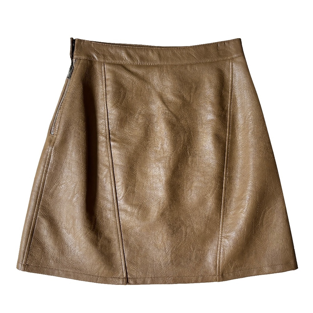 Tan Brown  Zara Basic faux leather skirt